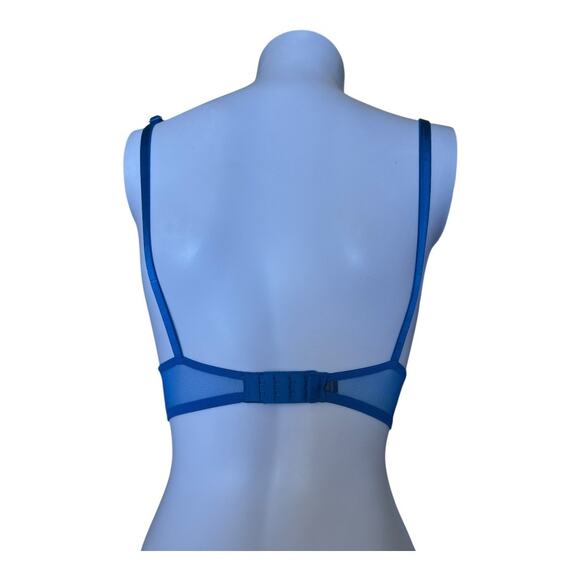 32B Victoria's Secret Bombshell Add-2-Cups Push-Up Bra blue lace shine straps - Picture 4 of 10